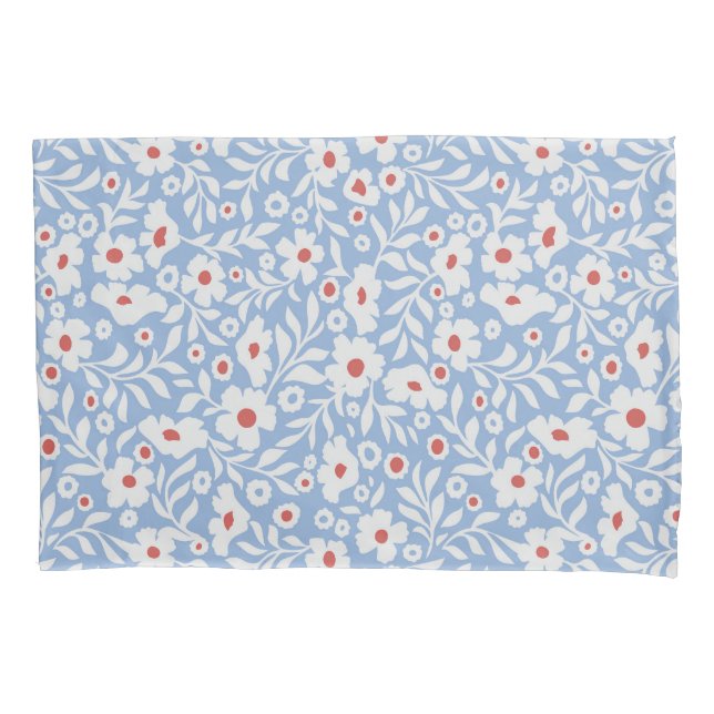 Woodblock Floral Pattern Pillowcase (Front-Left)