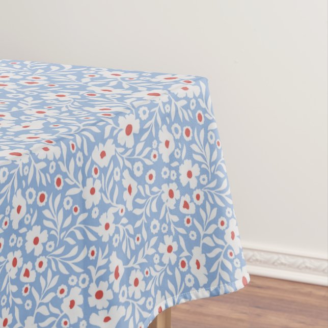 Woodblock Floral Pattern Tablecloth (In Situ)