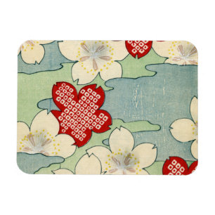 Woodblock Print of Dogwood Blossoms Magnet