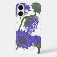 Woodblock Print Sunflower purple