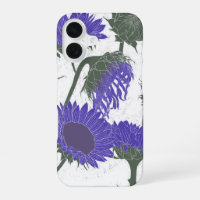 Woodblock Print Sunflower purple