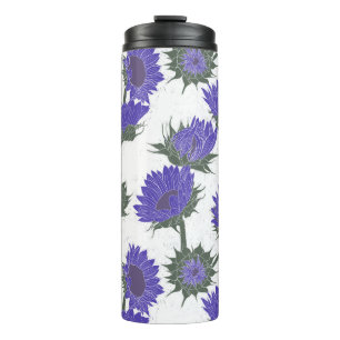 Woodblock Print Sunflower purple Thermal Tumbler