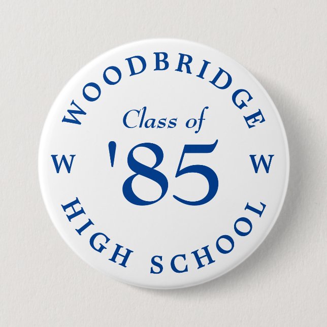 Woodbridge High School Class of '85 7.5 Cm Round Badge (Front)