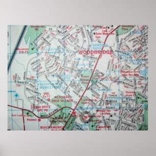 Woodbridge, VA Vintage Map Poster