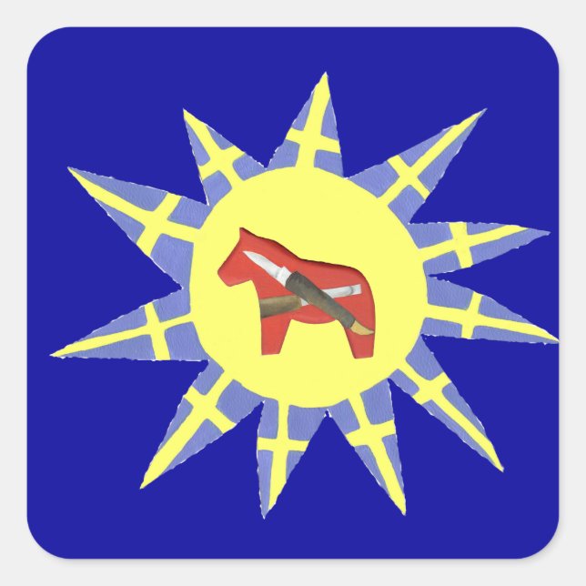 Woodcarver's Sunburst Dala Sticker (Front)