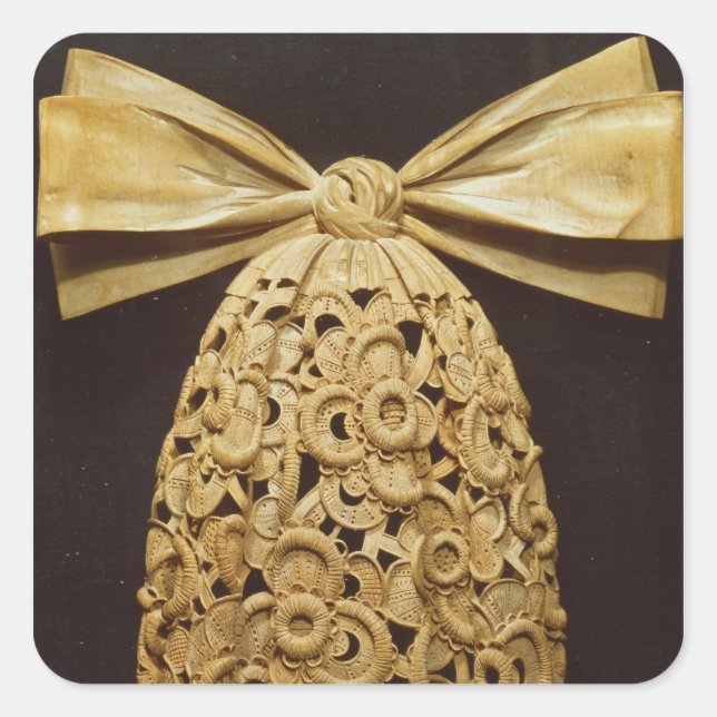 Woodcarving of a cravat square sticker (Front)