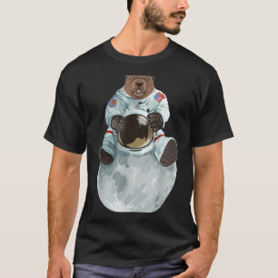 Woodchuck Astronaut Sitting Moon Space Rodents Gro T-Shirt