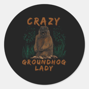 Woodchuck Crazy Groundhog Rodent Ground Squirrel Classic Round Sticker