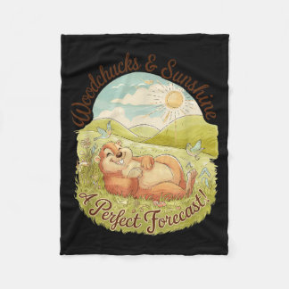 Woodchucks &amp; Sunshine Funny Groundhog Day Vint Fleece Blanket