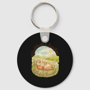 Woodchucks &amp; Sunshine Funny Groundhog Day Vint Key Ring