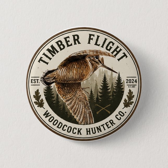 Woodcock  6 cm round badge (Front)