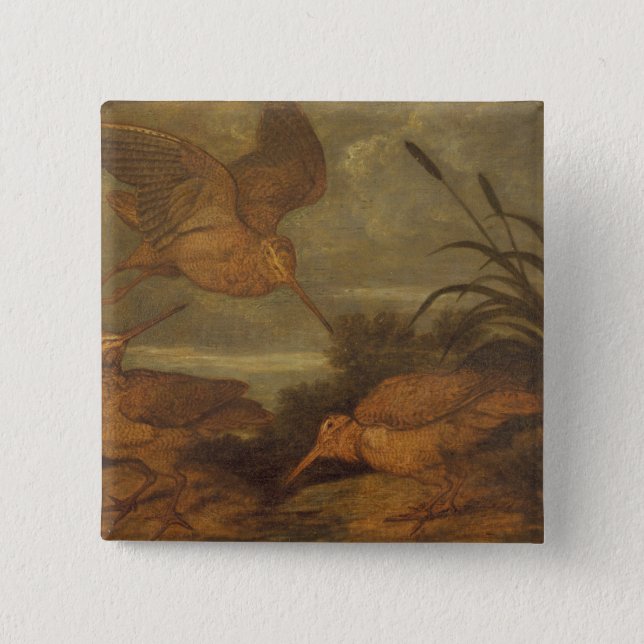 Woodcock at Dusk, c.1676 (oil on canvas) 15 Cm Square Badge (Front)