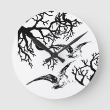 Woodcock flying among the branches round clock