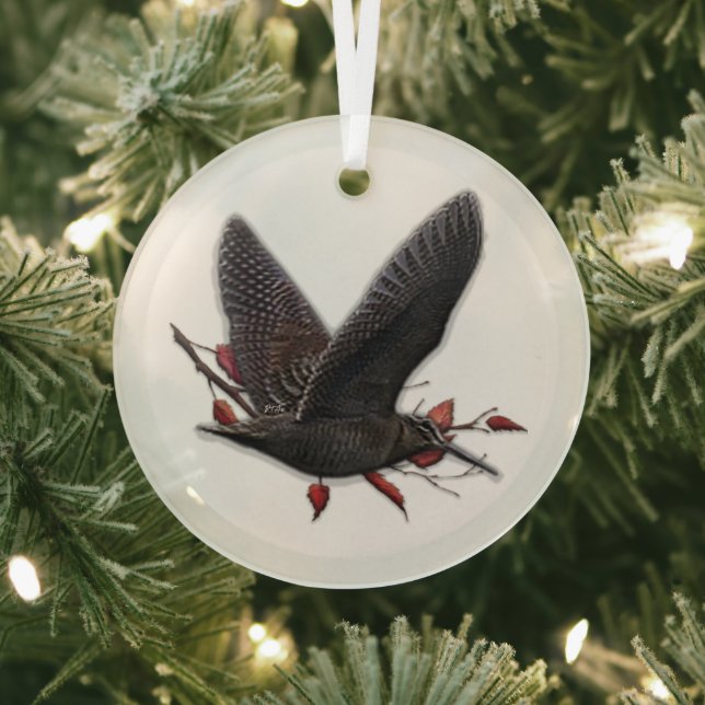 Woodcock  glass tree decoration (Insitu)