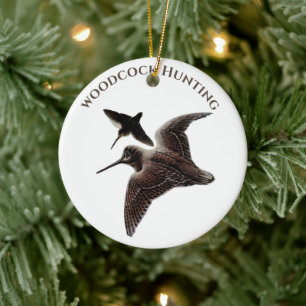 Woodcock hunting ceramic tree decoration