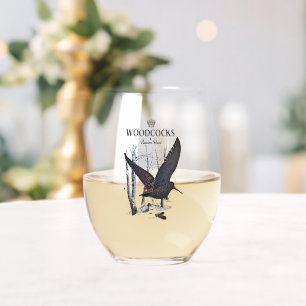 Woodcock Hunting Season Stemless Wine Glass