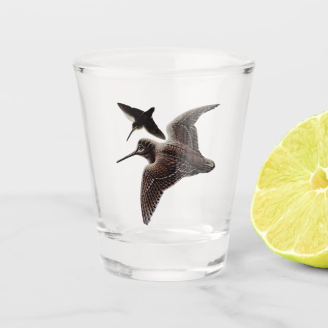 Woodcock hunting shot glass (Front)