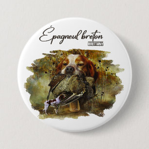 Woodcock hunting with Brittany Spaniel    7.5 Cm Round Badge