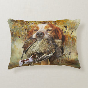 Woodcock hunting with Brittany Spaniel      Decorative Cushion