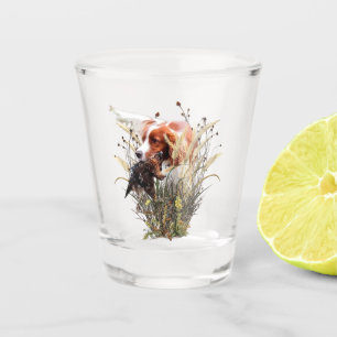 Woodcock hunting with Brittany Spaniel Shot Glass