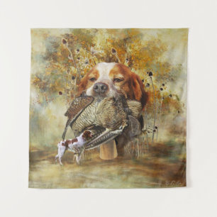 Woodcock hunting with Brittany Spaniel Tapestry