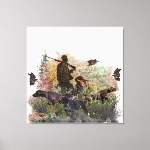Woodcock hunting with German Shorthaired Pointer T Canvas Print