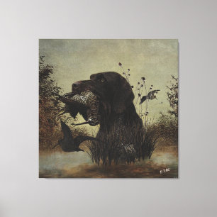 Woodcock Hunting with German Wirehaired Pointer  Canvas Print