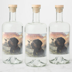 Woodcock Hunting with German Wirehaired Pointer   Liquor Bottle Label