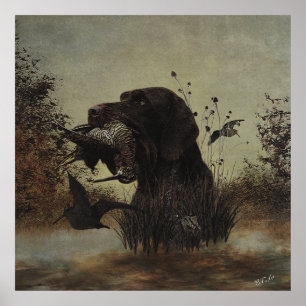 Woodcock Hunting with German Wirehaired Pointer Poster