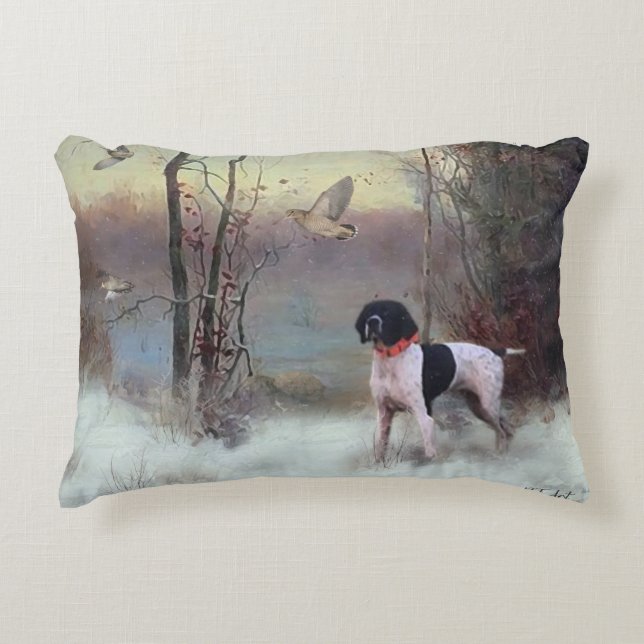 Woodcock Hunting with GSP  Decorative Cushion (Front)