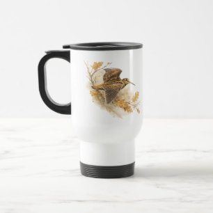 Woodcock in Flight , Autumn Woodland Nature Art Travel Mug