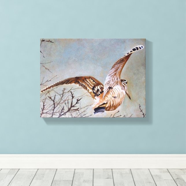 Woodcock in flight canvas print (Insitu(Wood Floor))