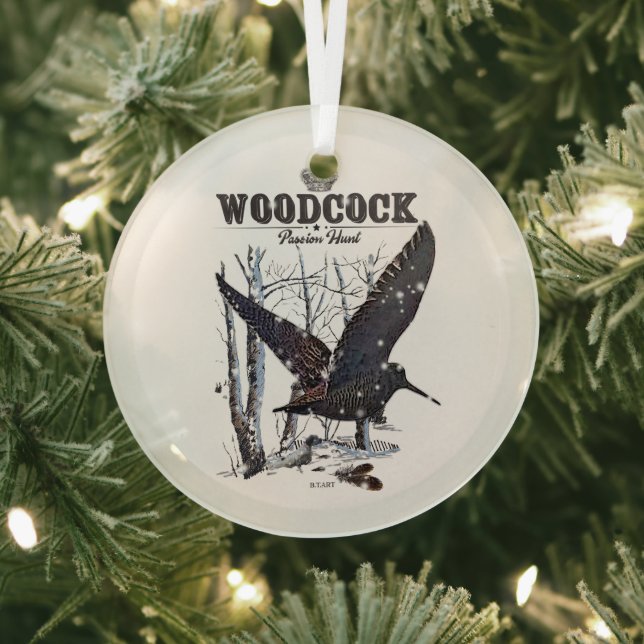 Woodcock- Passion Hunt Glass Tree Decoration (Insitu)