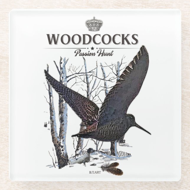 Woodcocks - Passion Hunt Glass Coaster (Front)