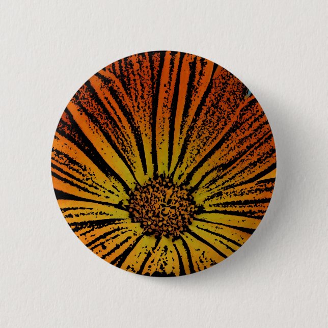 Woodcut Daisy 6 Cm Round Badge (Front)