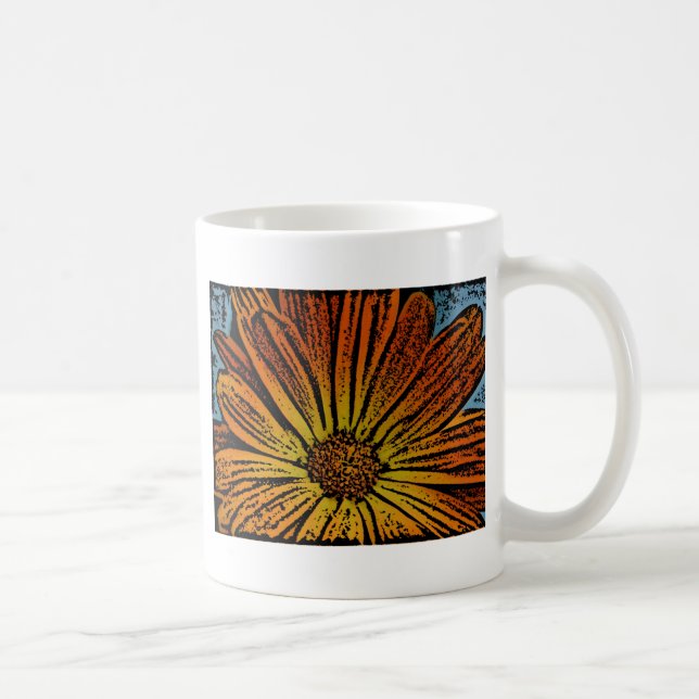 Woodcut Daisy Coffee Mug (Right)