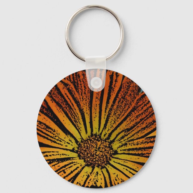 Woodcut Daisy Key Ring (Front)