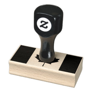 Woodcut Flag of Canada Rubber Stamp