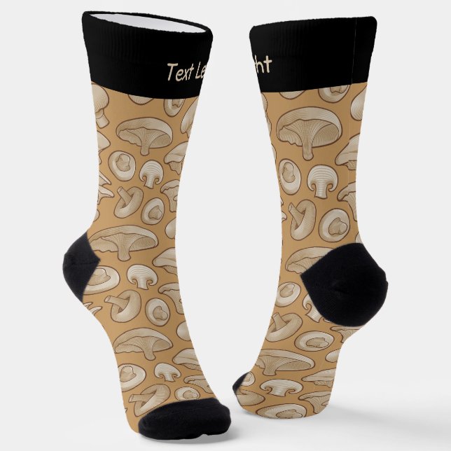 Woodcut Mushrooms Pattern Socks (Angled)