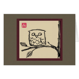 Woodcut Owl Card