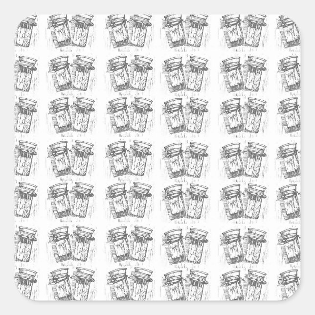 Woodcut Pill Bottles Pattern Sticker (Front)