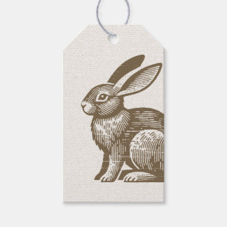 Woodcut Rabbit Tag
