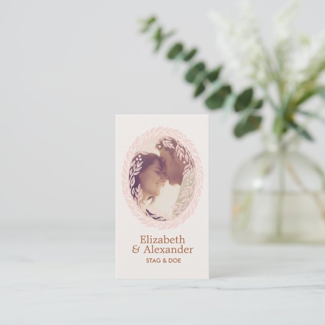 Woodcut Wreath Party Ticket - Ivory (Standing Front)