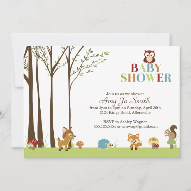 Wooded Baby Shower Invitation (Front)