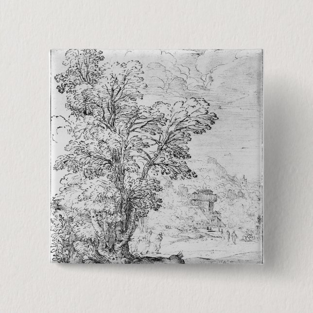 Wooded landscape 15 cm square badge (Front)