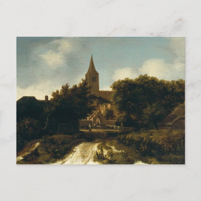 Wooded Landscape with Figures near a Church Postcard (Front)