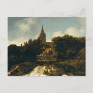 Wooded Landscape with Figures near a Church Postcard