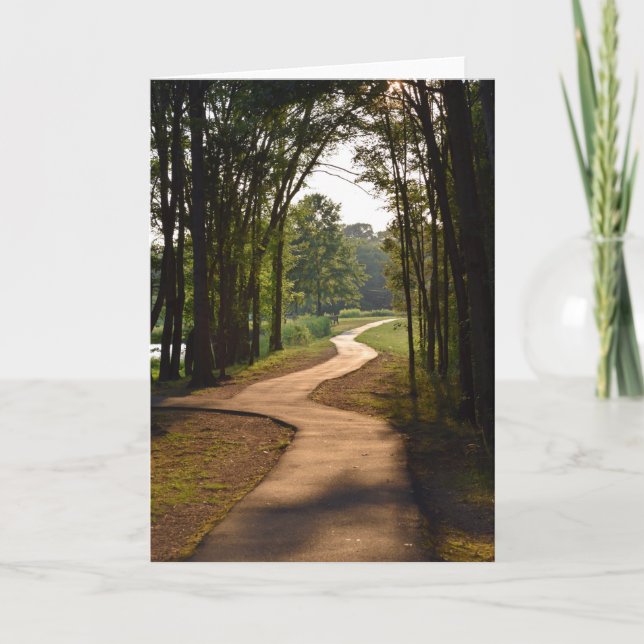 Wooded Path at Dusk - Nature Greeting Card (Front)