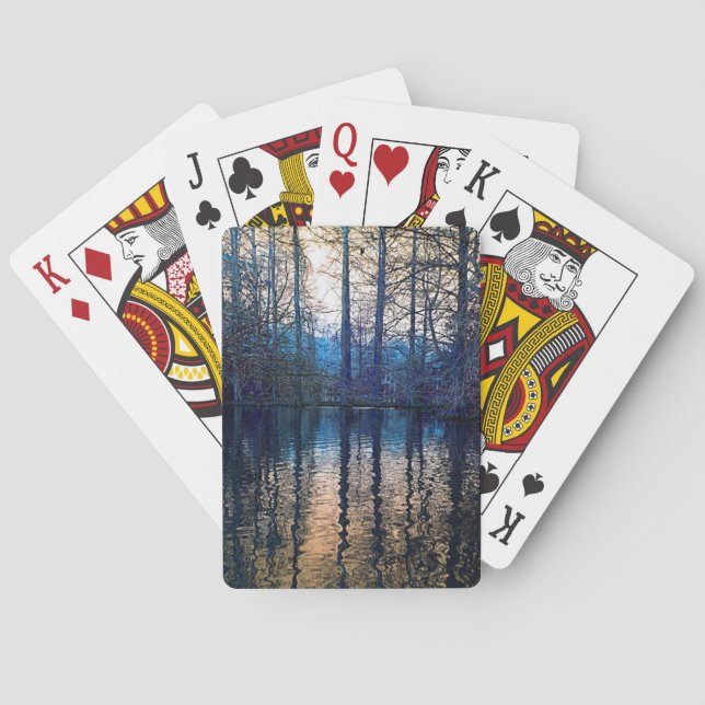 Wooded Reflection-Blue 1 Playing Cards (Back)
