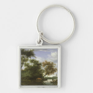 Wooded river landscape key ring